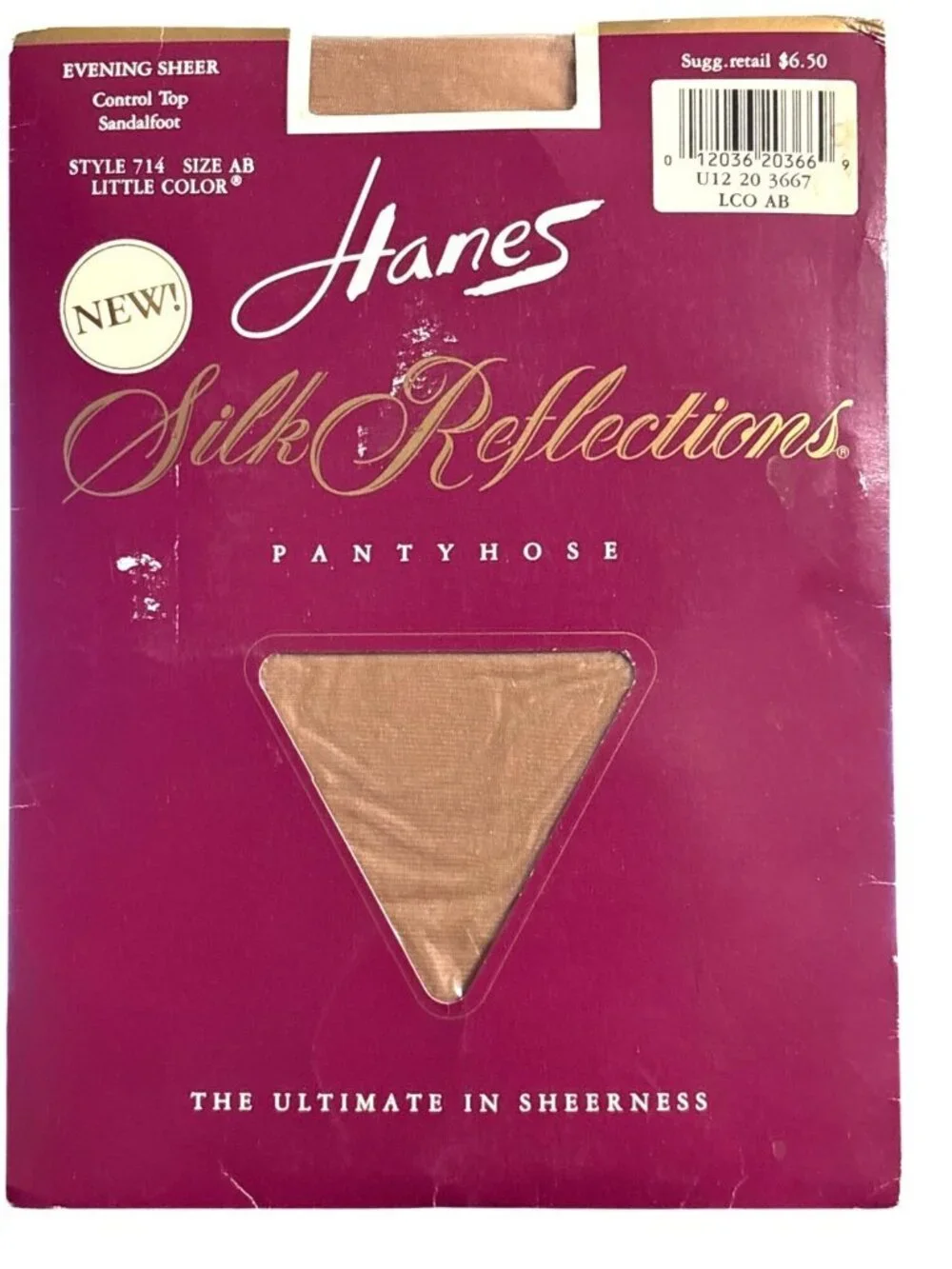 VTG Womens Hanes Silk Reflect Evening Sheer Control Top Sandalfoot Pantyhose AB